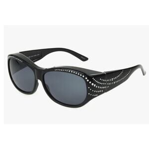 Solar Shield Polarized Lens Rhinestones Black Smoke Lenses Sunglasses
